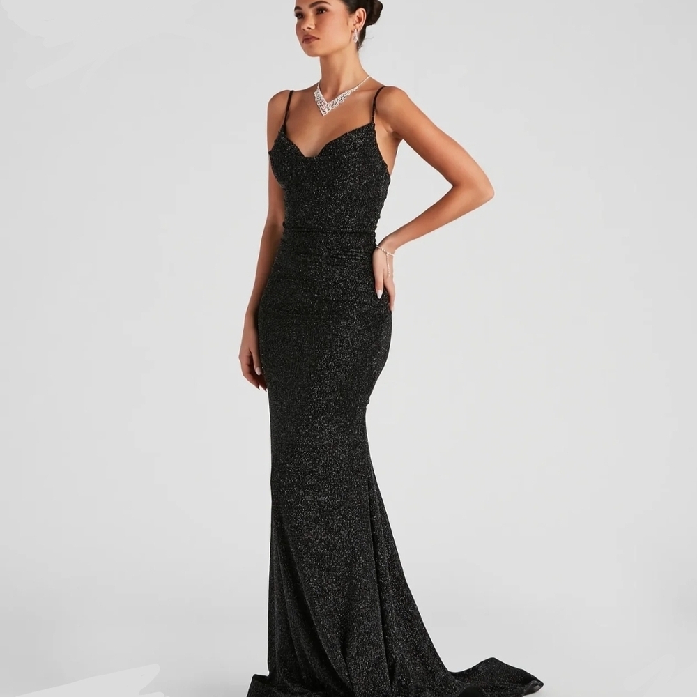 Windsor Black Glitter Prom Dress